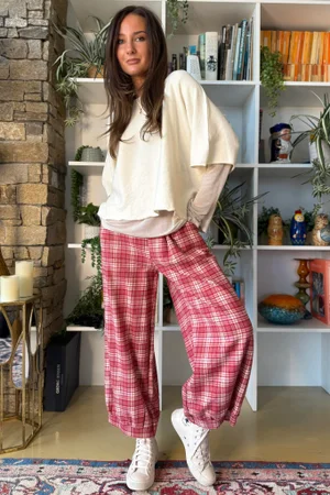 Patrick Plaid Brushed Cotton Demi Bloom Pant Soft Red